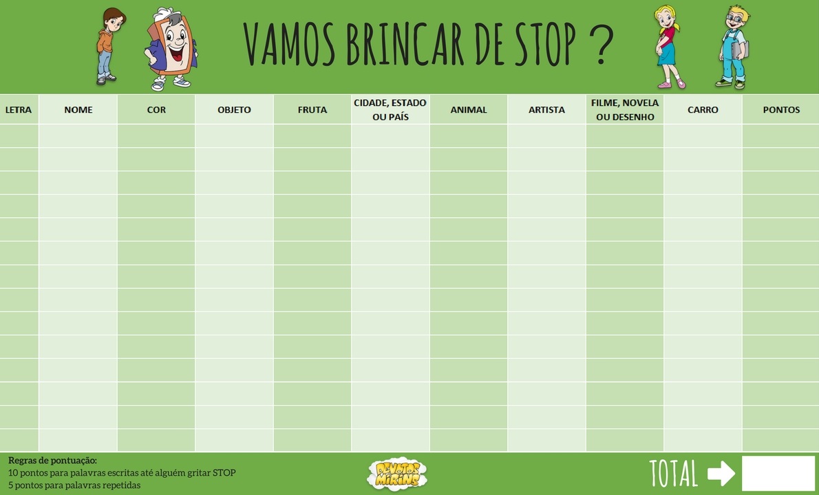 JOGOS & BRINCADEIRAS: Jogo do STOP